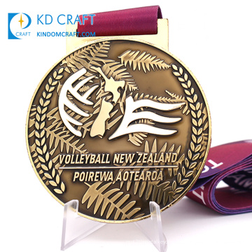 Venda por atacado, personalizados, personalizados fundição de liga de zinco de metal em branco esporte medalhão barato medalha de voleibol de ouro antigo para lembrança